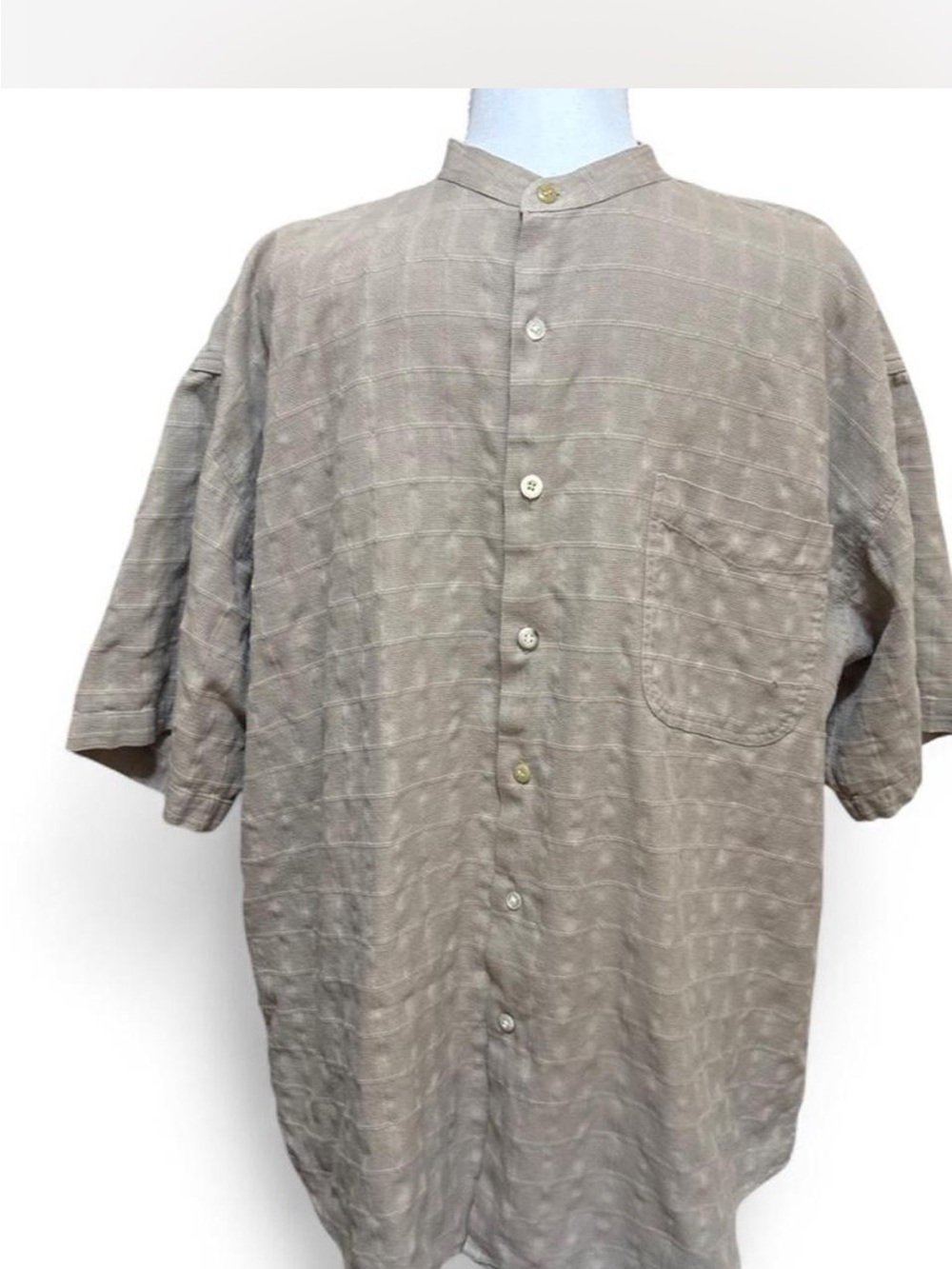 Men's Casual Short Sleeve Button-Down Shirt in Taupe cotton cool summer